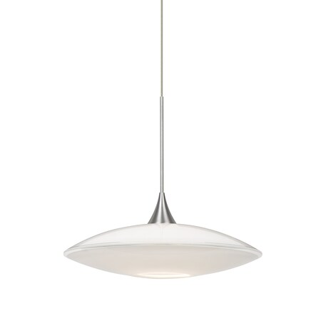 Besa Lighting Spazio Cord Pendant, Opal Glossy, Satin Nickel Finish, 1x3W LED 1XT-629406-LED-SN